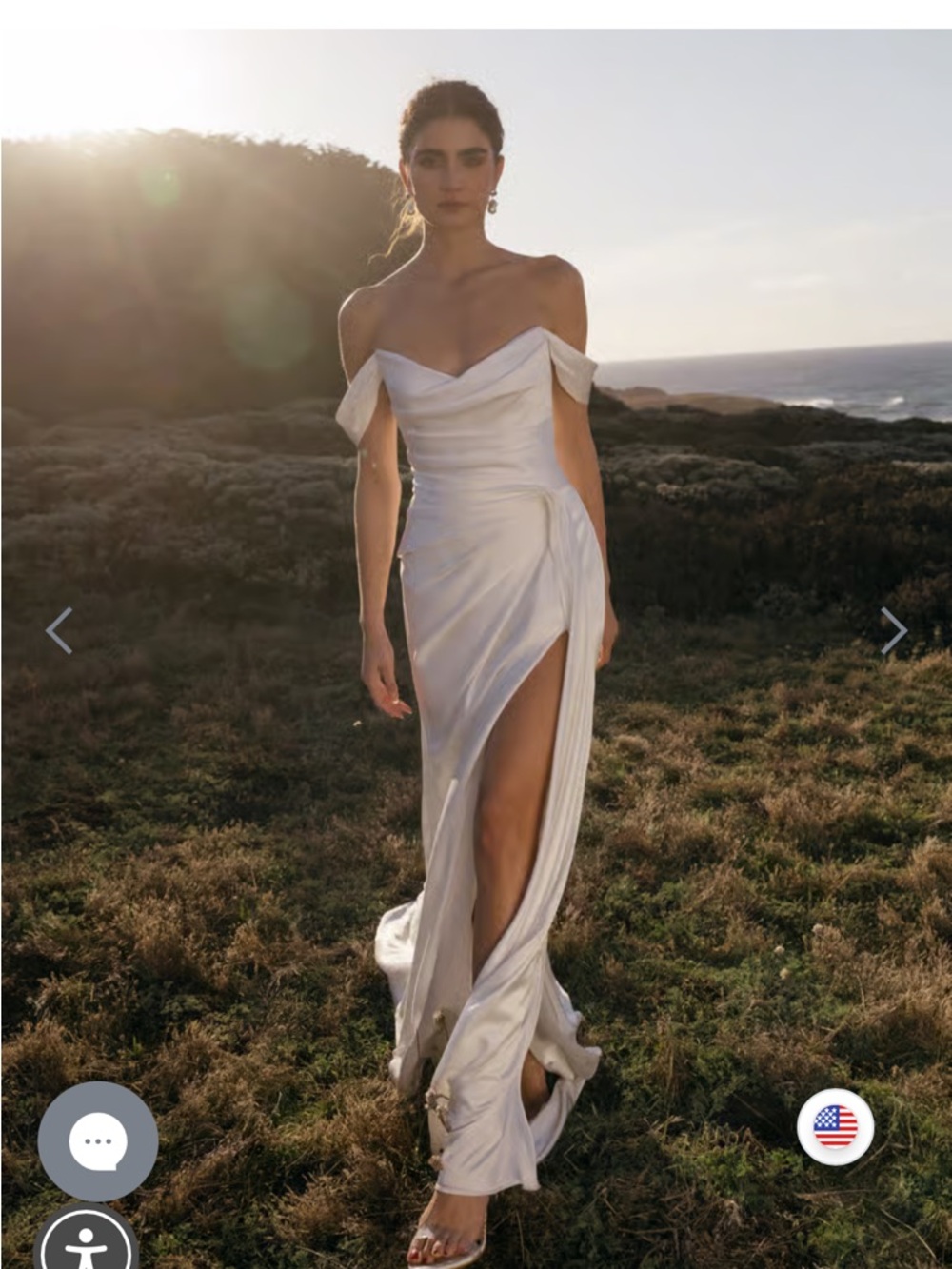 Wedding Gown byJenny Yoo White Off-Shoulder Satin Wedding Dress with Draped Side - Picture 2 of 8
